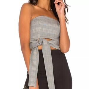 C/MEO Collective "We Woke Up" Plaid Strapless Top - Small